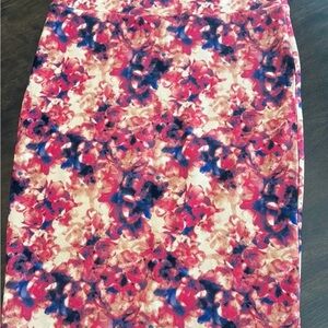 LuLaRoe Pink and Blue Floral Pencil Skirt